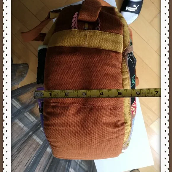 Crossbody Travel Bag for Women Canvas  Lightweight  Handmade Patchwork Design - Picture 7 of 12